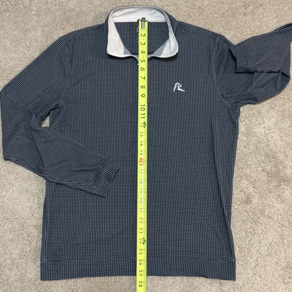 RHOBACK Golf 1/4 Zip Pullover Blue White Dot Mens Sz M Athletic Stretch